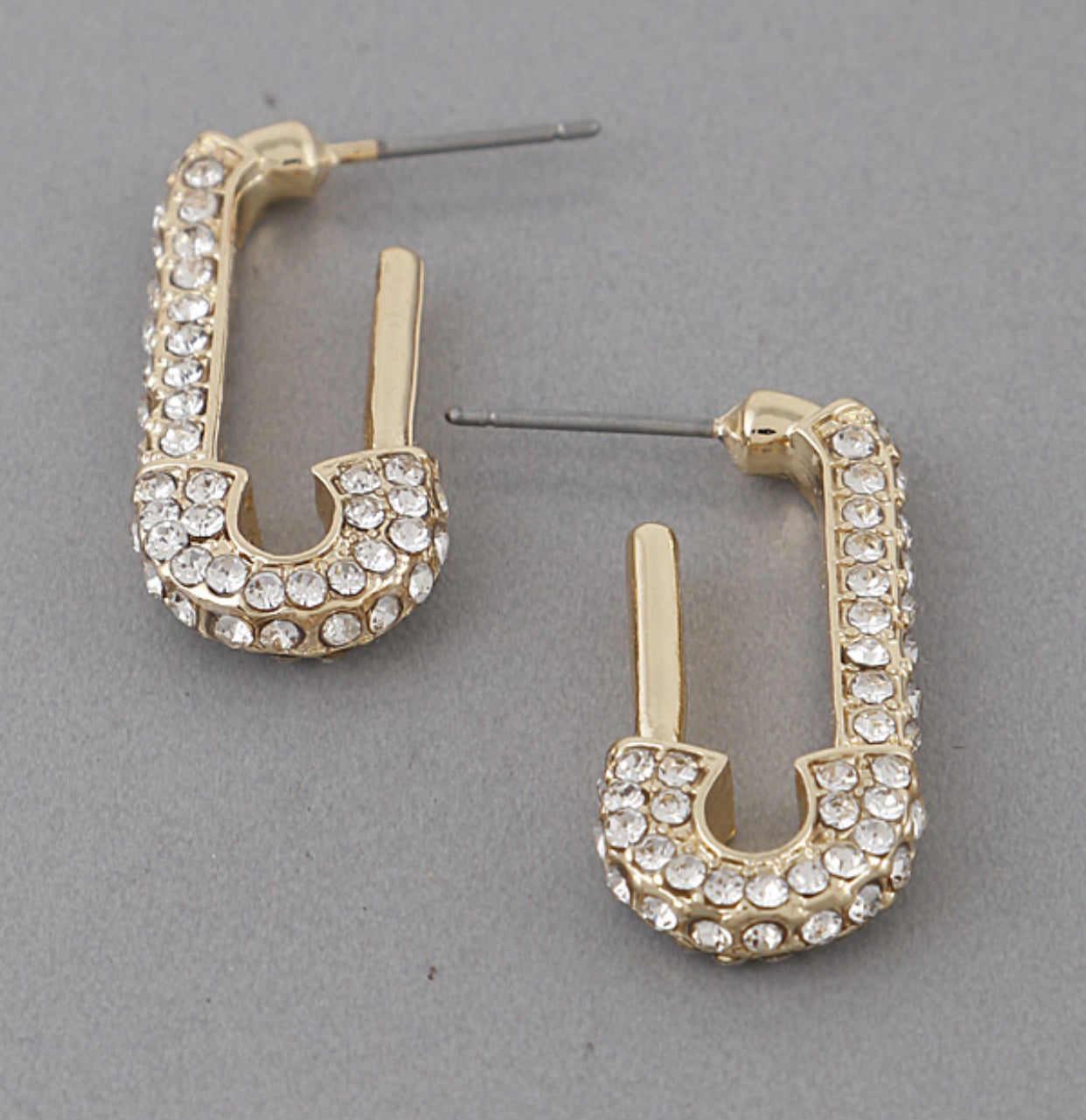 Rhinestone safety pin earrings sale